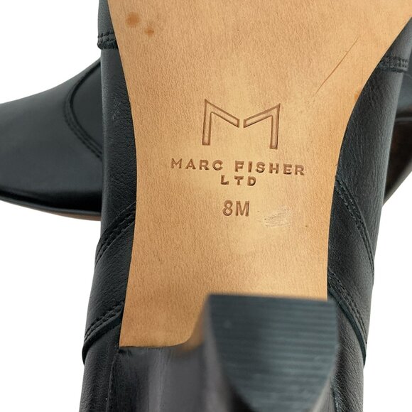 Marc Fisher Carissa Heeled Western Leather Bootie Womens 8M Pointed Toe Black NW - Picture 10 of 12